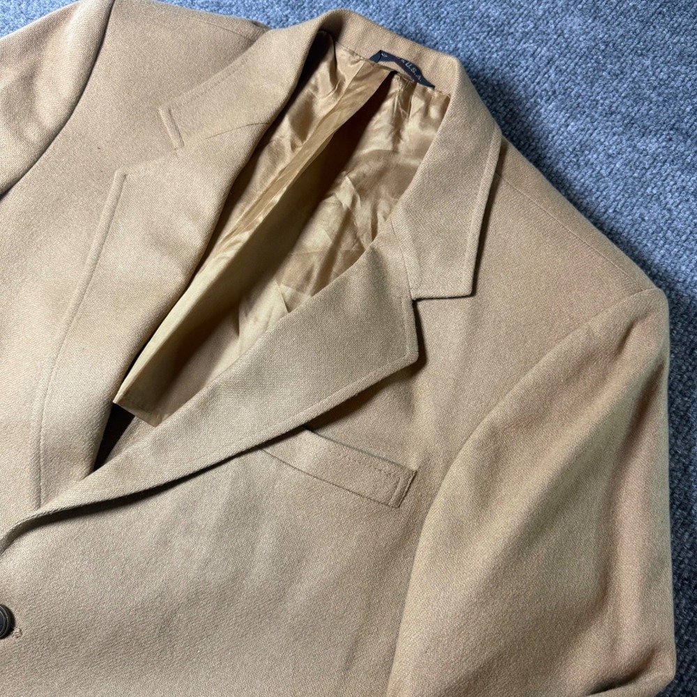 Daroff Designed Blazer, 100% Wool, Men's Tan Coat, Tailored in USA,‎ Vintage